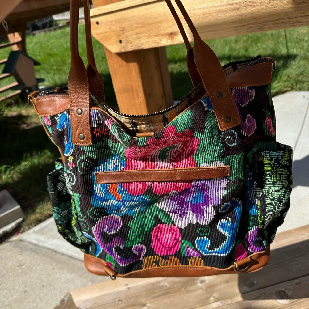 Colorful Floral Patterned Tote Bag - Picture 3 of 5